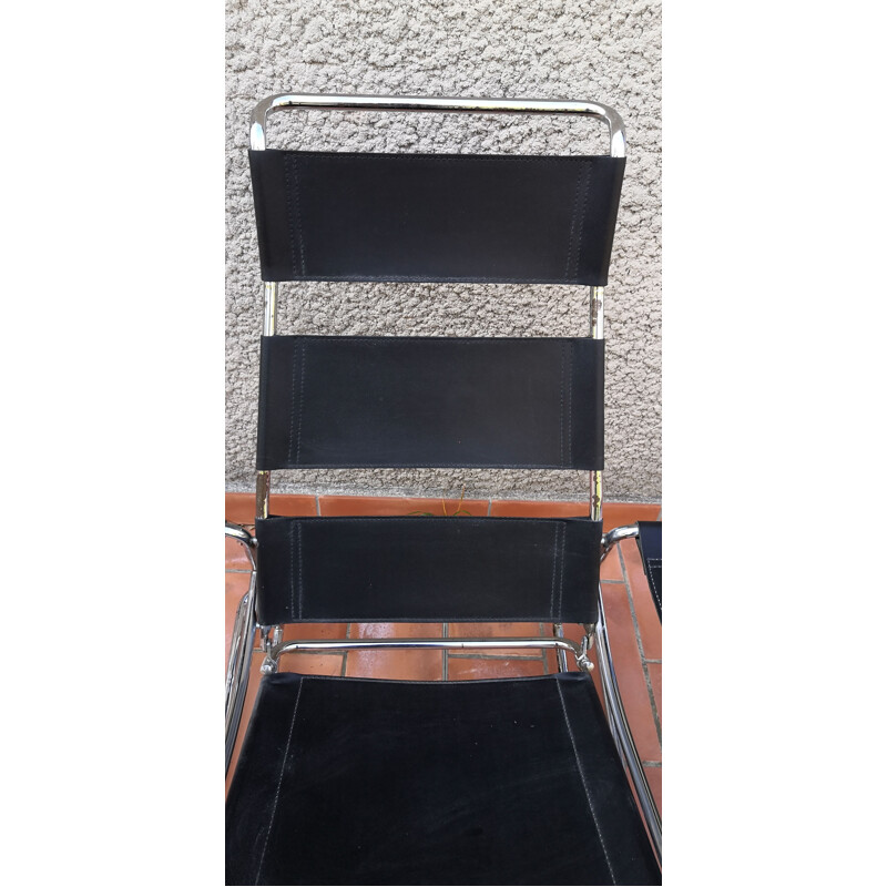 Cadeira de baloiço de couro Vintage