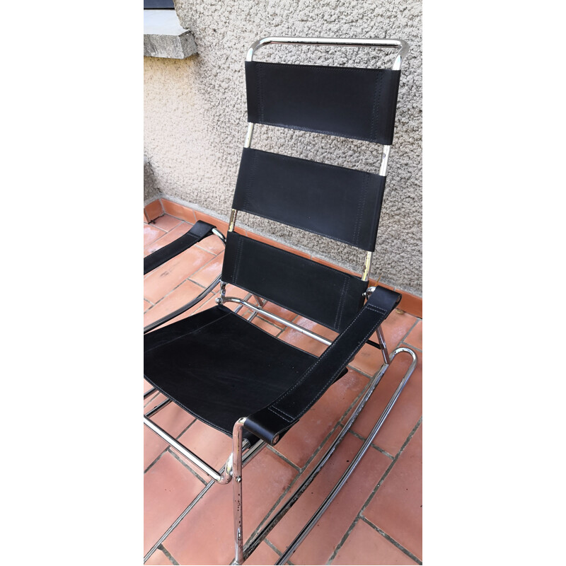 Vintage leather & chrome rocking chair by Marcel Breuer, 1950