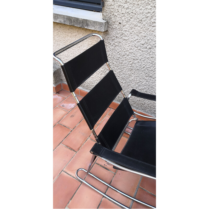 Vintage leather & chrome rocking chair by Marcel Breuer, 1950