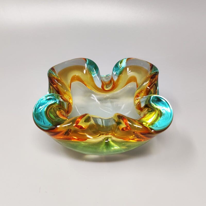 Cenicero vintage de cristal de Murano de Flavio Poli para Seguso, 1960