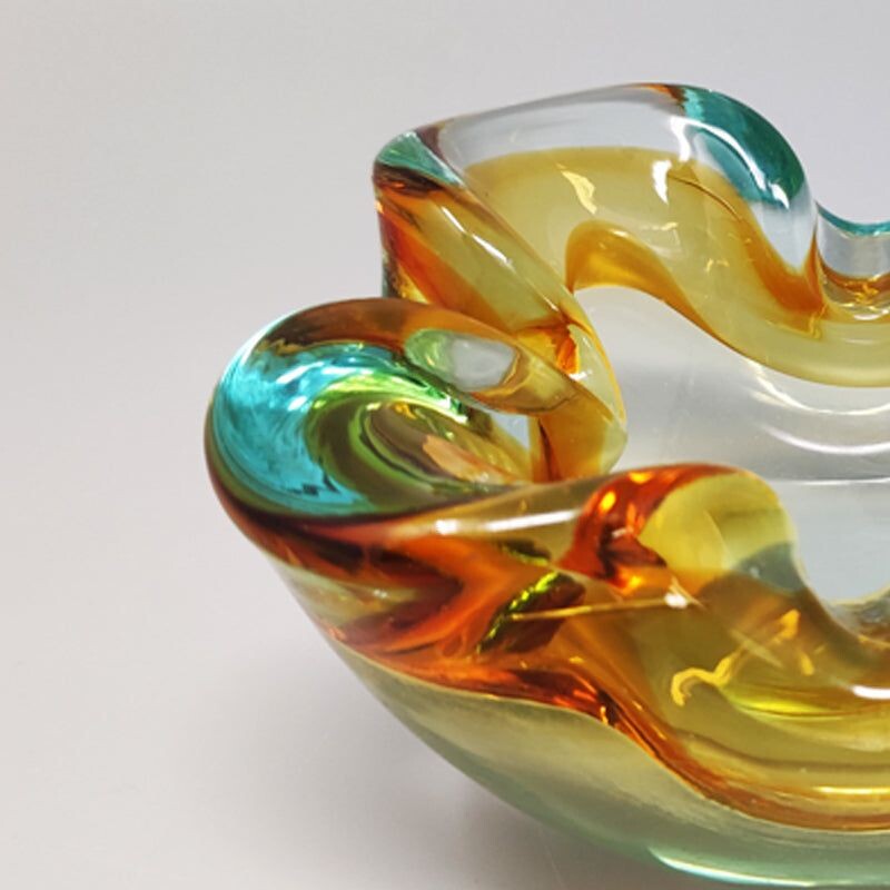 Cenicero vintage de cristal de Murano de Flavio Poli para Seguso, 1960