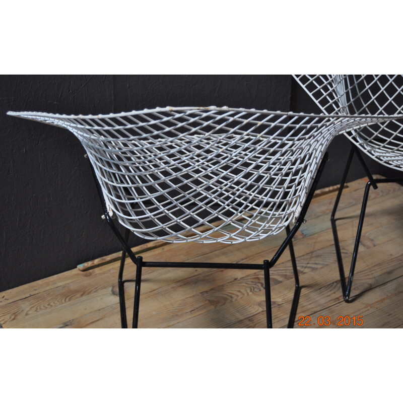 Pair of "little diamond" chairs, Harry BERTOIA - 1970s