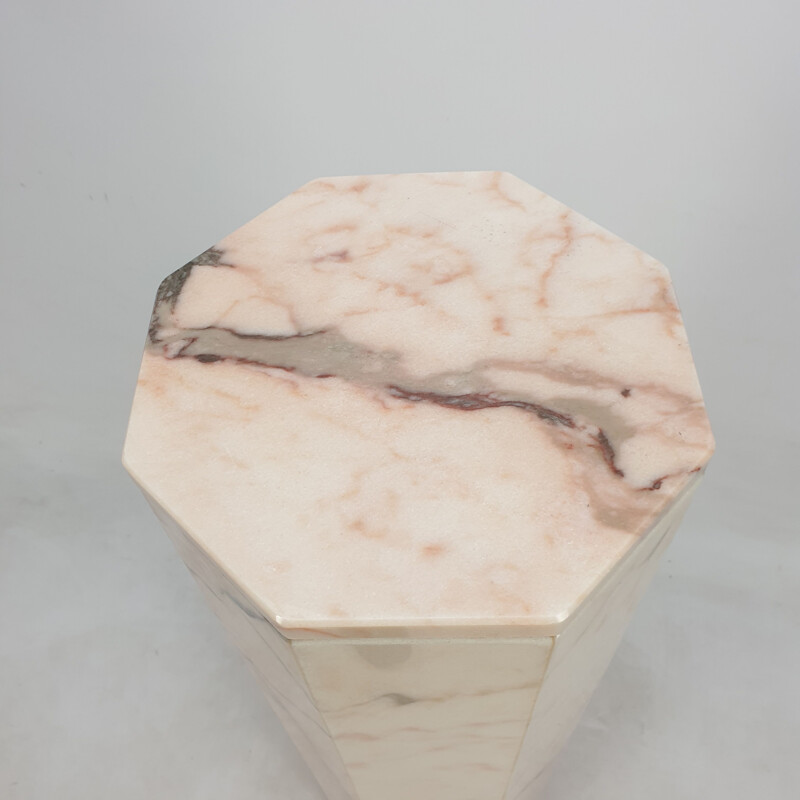 Vintage octagonal marble pedestal, Italy 1980
