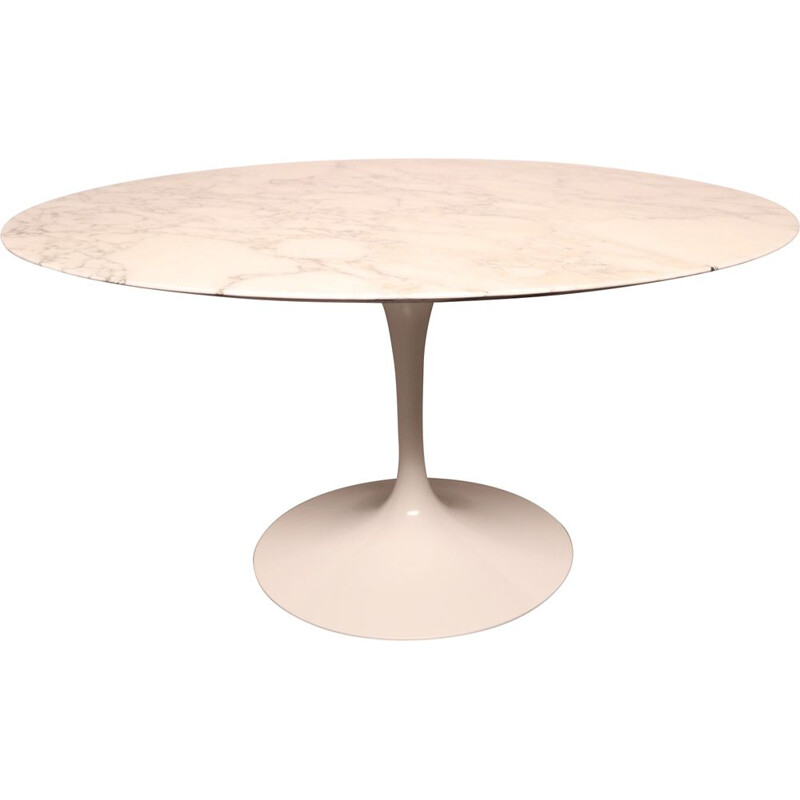 Vintage Tulip dining table in white Arabesco marble by Eero Saarinen for Knoll