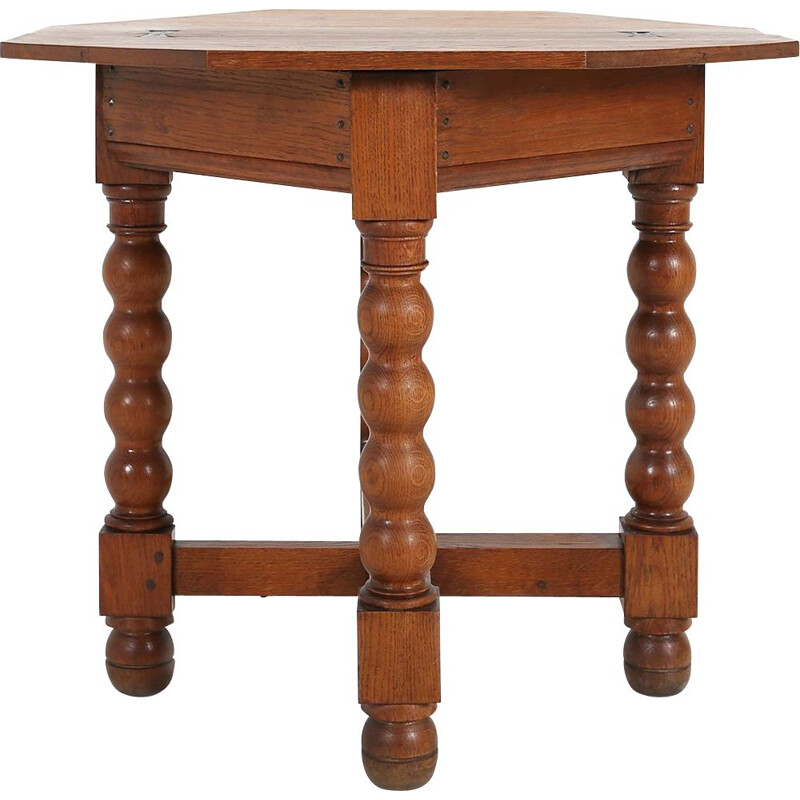 Table pliante vintage en bois de chêne massif, 1850