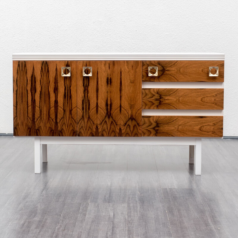 Small white sideboard with rosewood - 1970s