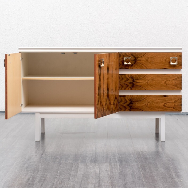 Small white sideboard with rosewood - 1970s