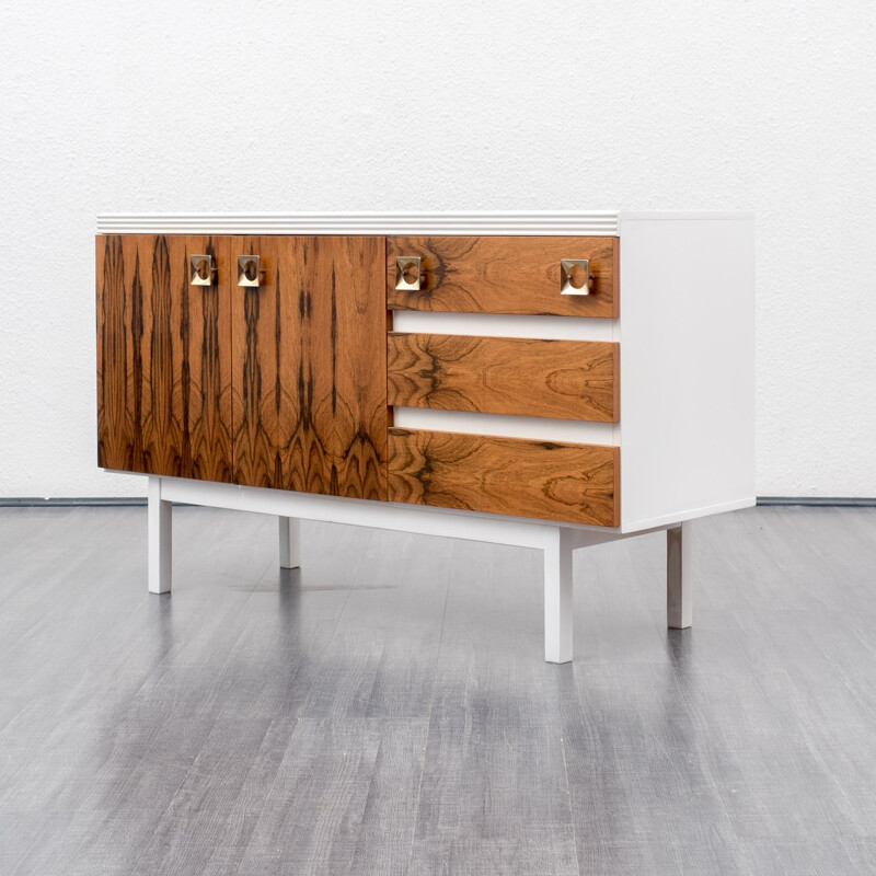 Small white sideboard with rosewood - 1970s
