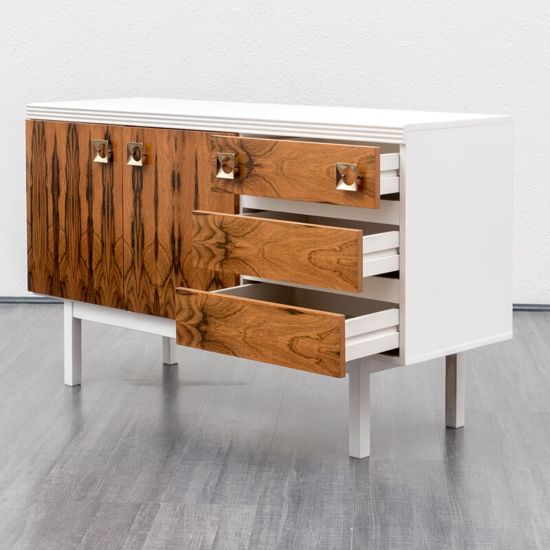 Small white sideboard with rosewood - 1970s