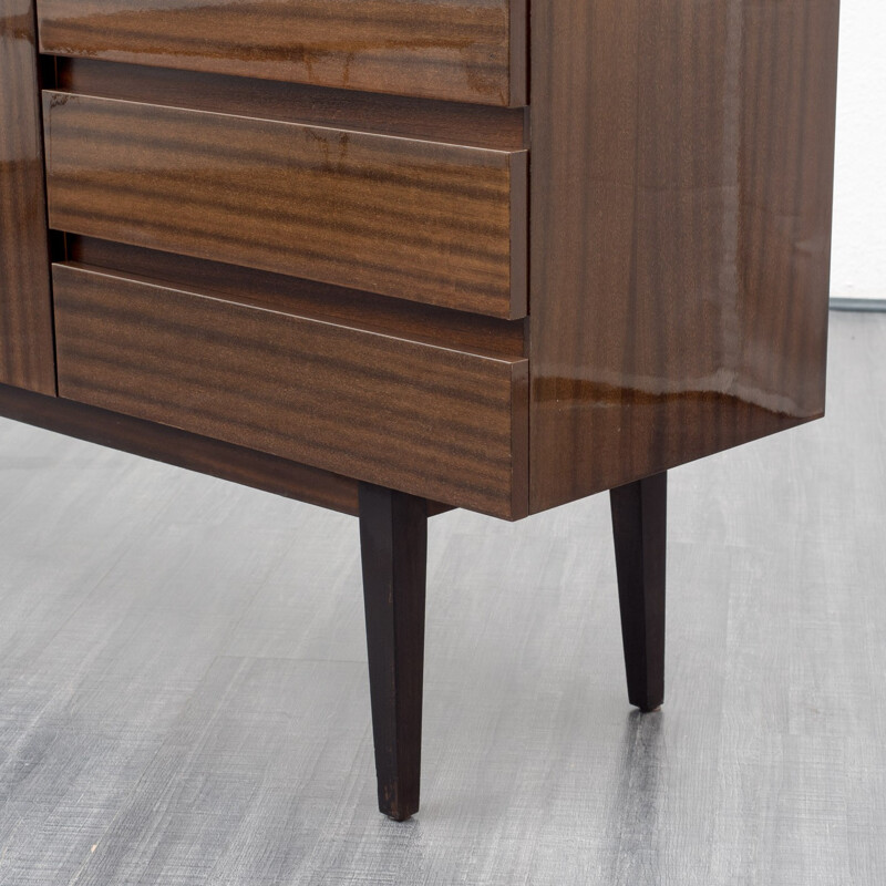 High-gloss mahogany sideboard with lockable doors - 1960s