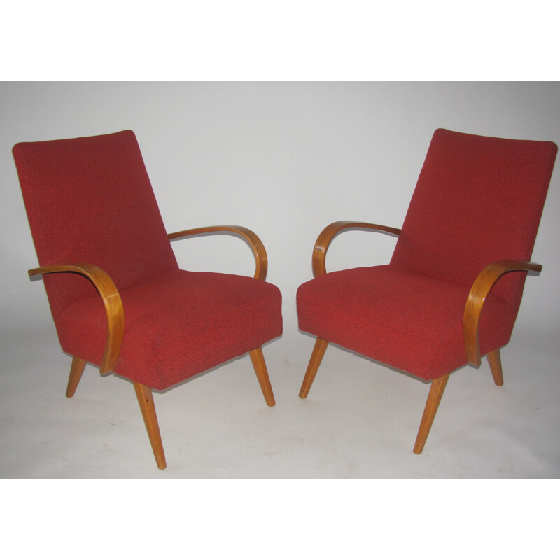 Pair of vintage bentwood armchairs by Smidek for Jitona, Czechoslovakia 1960