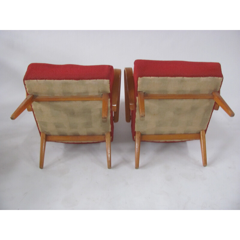 Pareja de sillones vintage de madera curvada de Smidek para Jitona, Checoslovaquia 1960