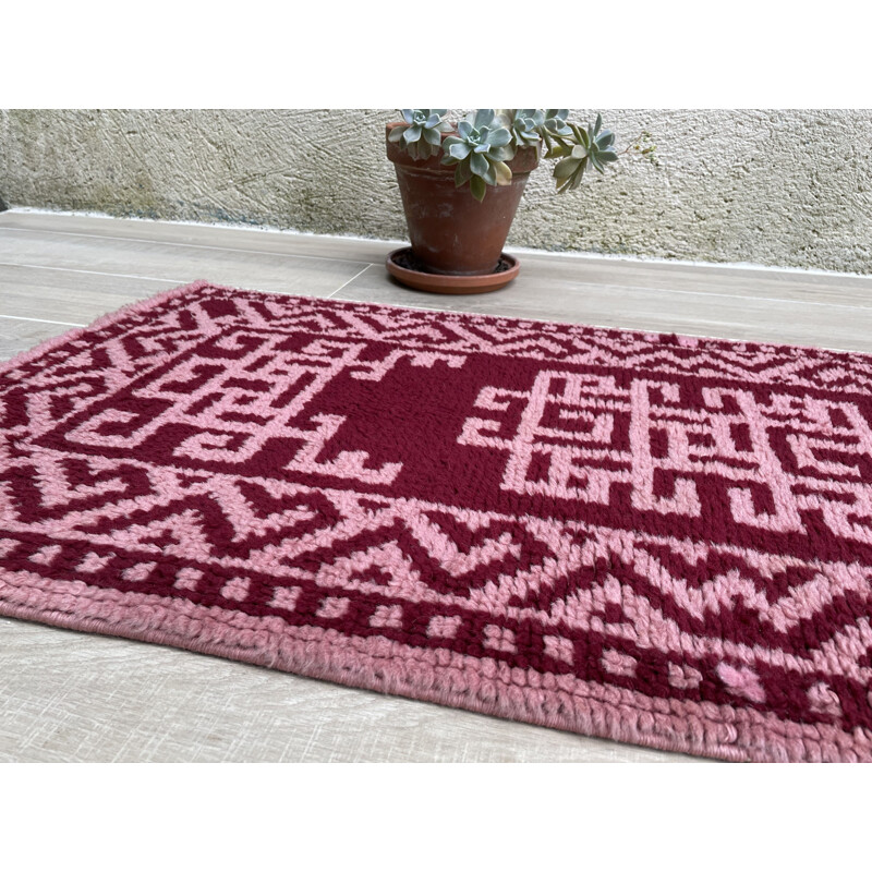 Vintage bohemien tapijt van zuivere wol, 1970