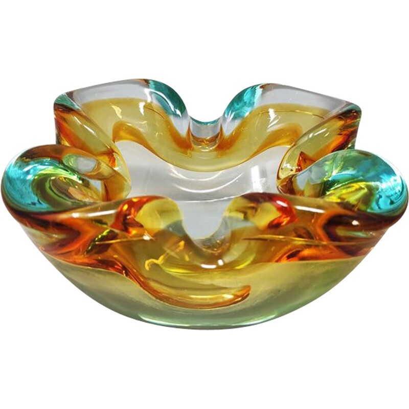 Cenicero vintage de cristal de Murano de Flavio Poli para Seguso, 1960