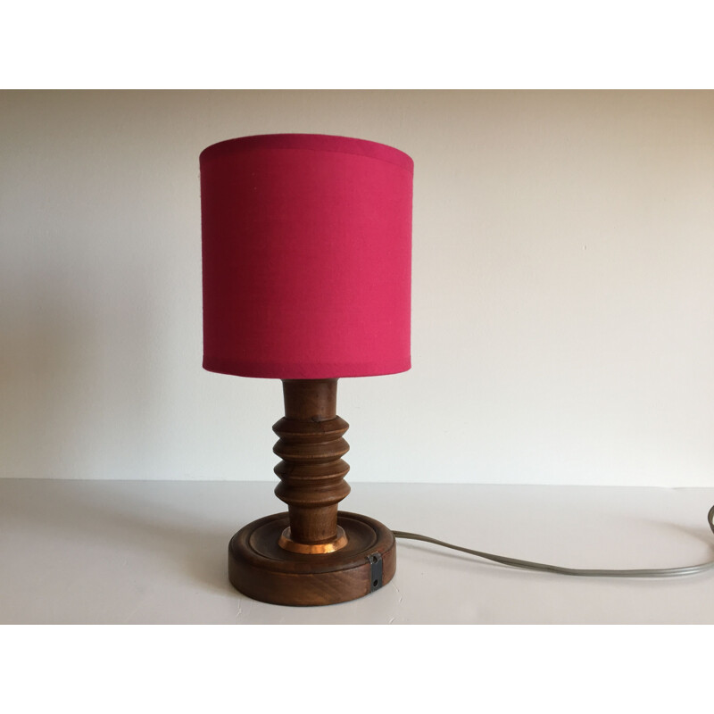 Vintage geometrische gedraaide houten lamp van Charles Dudouyt, 1960