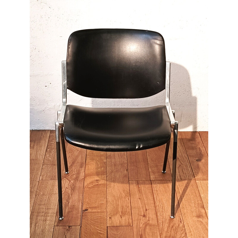 Cadeira Vintage Jsc Castelli em alumínio cromado e couro por Giancarlo Piretti, 1960