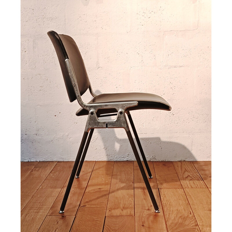 Vintage Jsc Castelli chair in chromed aluminum and leather by Giancarlo Piretti, 1960