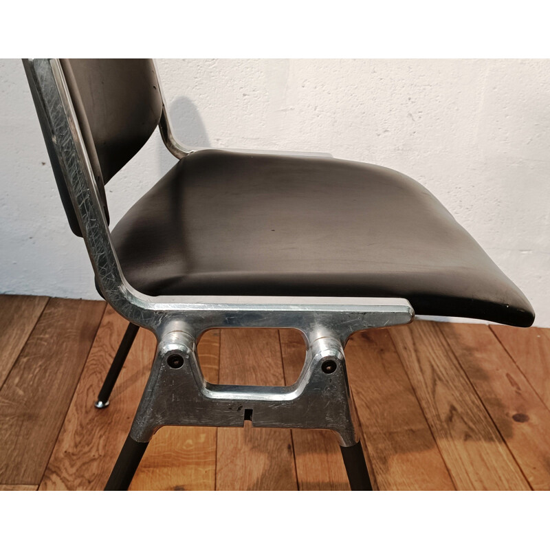 Vintage Jsc Castelli chair in chromed aluminum and leather by Giancarlo Piretti, 1960