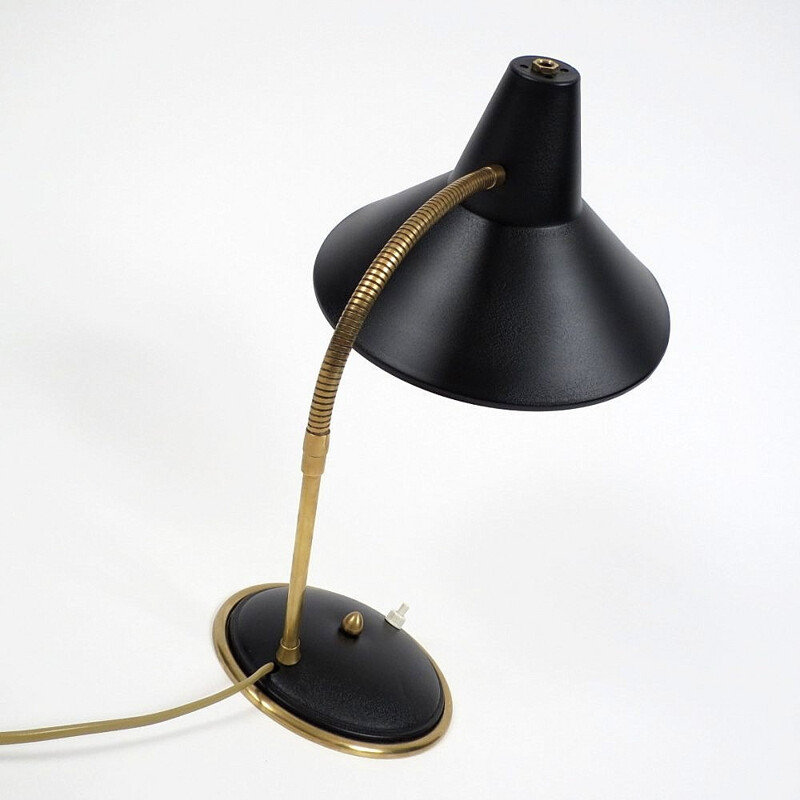 Desk lamp in brass and black lacquered metal - 1950s