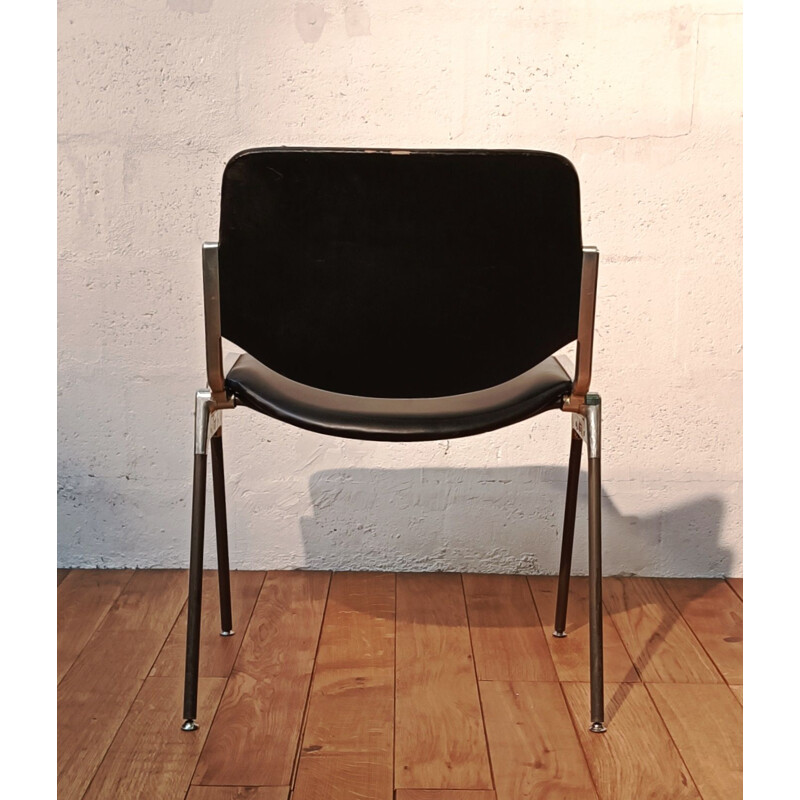 Vintage Jsc Castelli chair in chromed aluminum and leather by Giancarlo Piretti, 1960