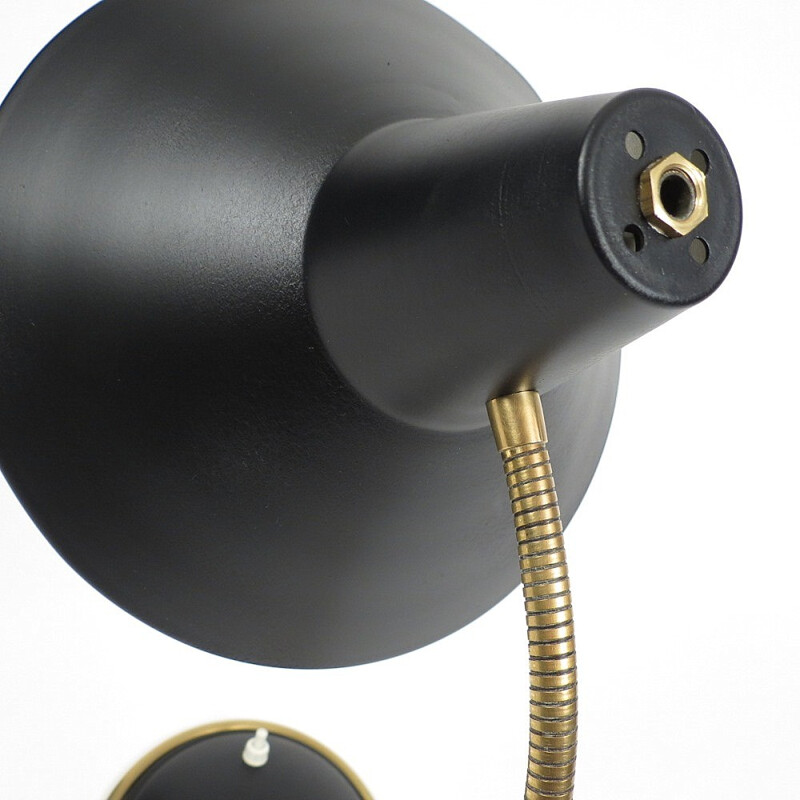 Desk lamp in brass and black lacquered metal - 1950s