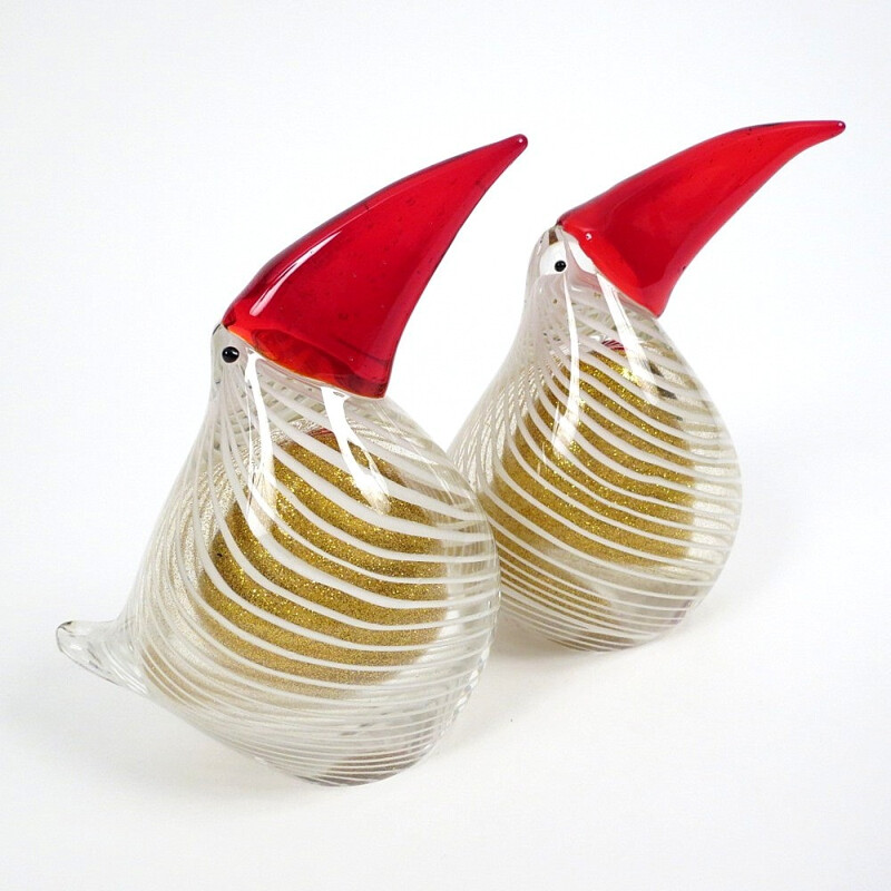 Pair of "Birds" Murano glass objects - 1970