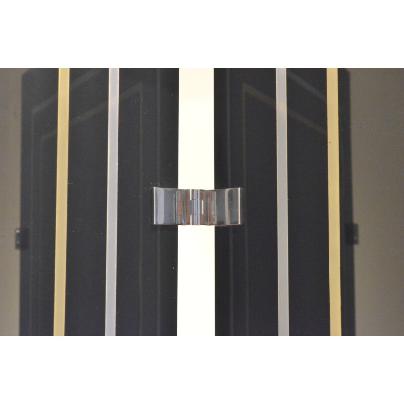 Room divider in black plexiglass and brass - 1970s
