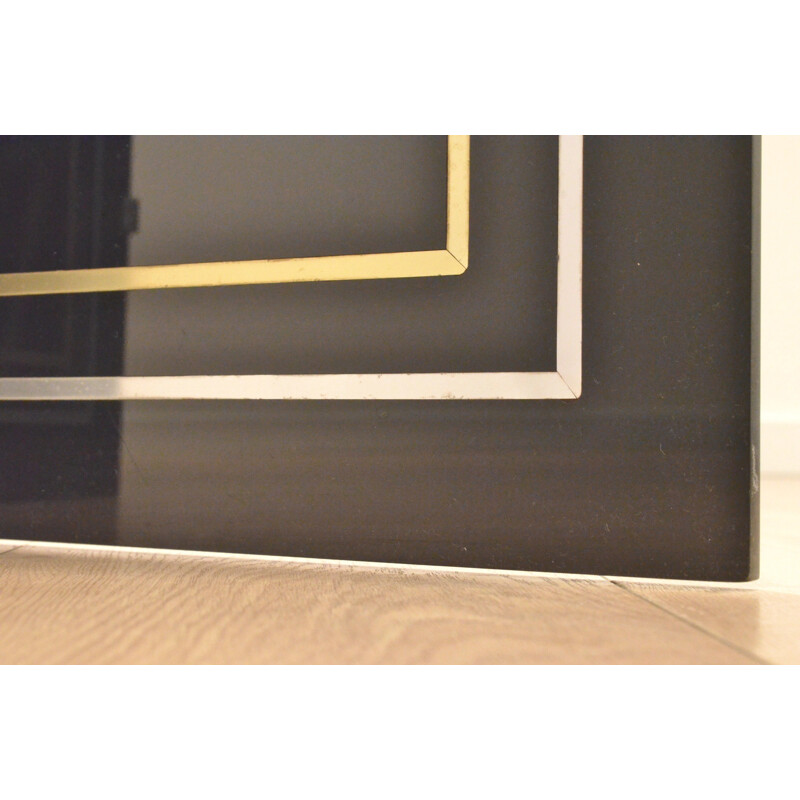 Room divider in black plexiglass and brass - 1970s