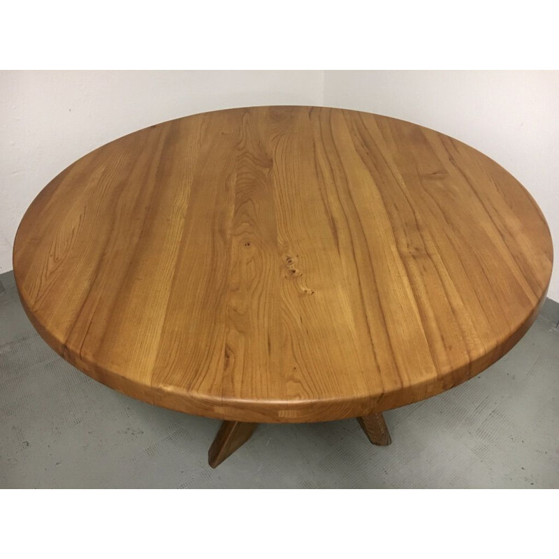 T21d vintage table in solid elmwood by Pierre Chapo