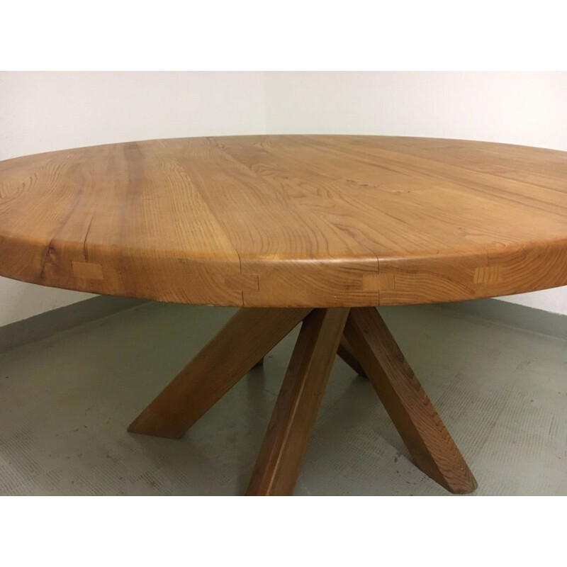 T21d vintage table in solid elmwood by Pierre Chapo