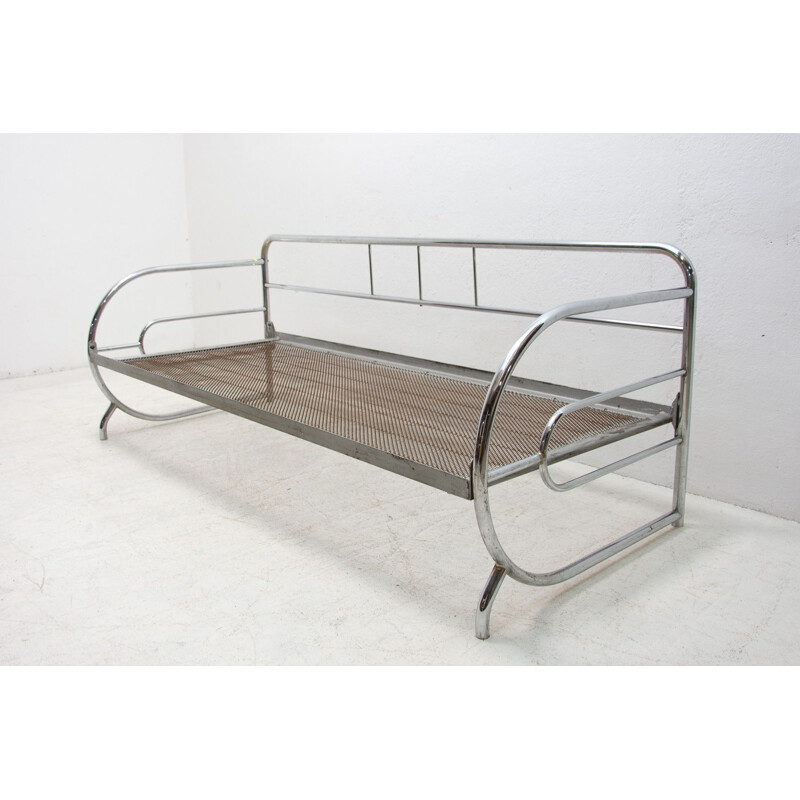 Vintage chrome Bauhaus sofa by Slezák Company, 1930s