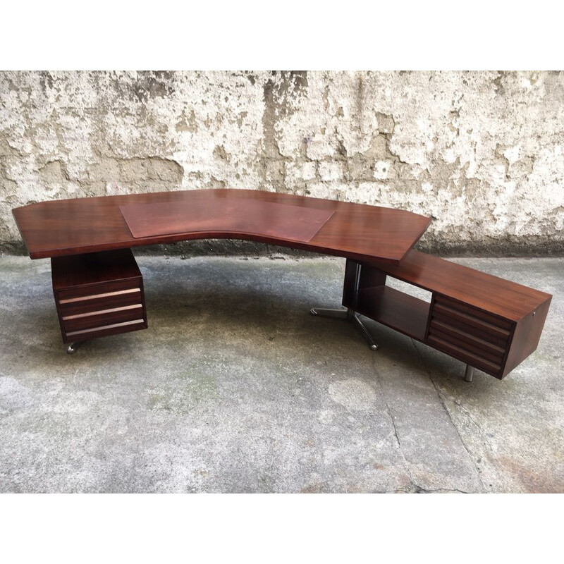 Bureau vintage Boomerang T96 en palissandre par Osvaldo Borsani pour Tecno, 1960