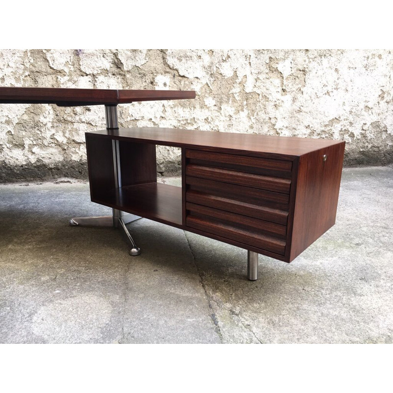 Bureau vintage Boomerang T96 en palissandre par Osvaldo Borsani pour Tecno, 1960