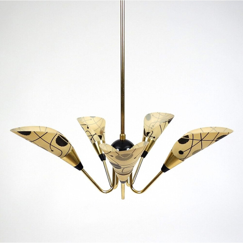 Mid-century chandelier in bakelite and brass - 1950s