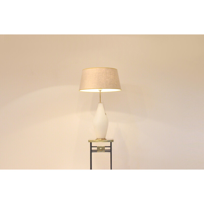 German Peill & Putzler table lamp in brass and fabric - 1950s