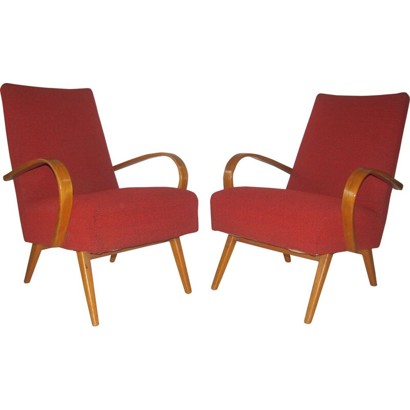 Pair of vintage bentwood armchairs by Smidek for Jitona, Czechoslovakia 1960