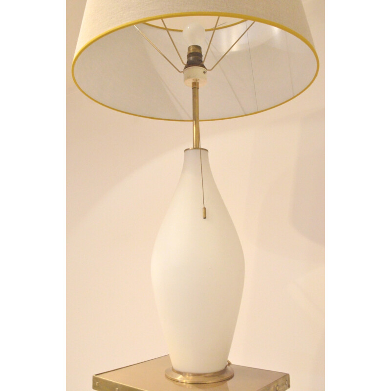 German Peill & Putzler table lamp in brass and fabric - 1950s