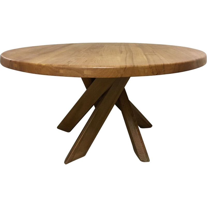 T21d vintage table in solid elmwood by Pierre Chapo