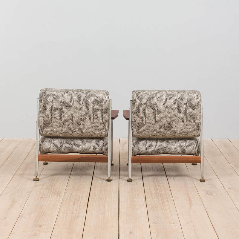 Pair of vintage armchairs in aluminum and fabric by Sapporiti, Italy 1970