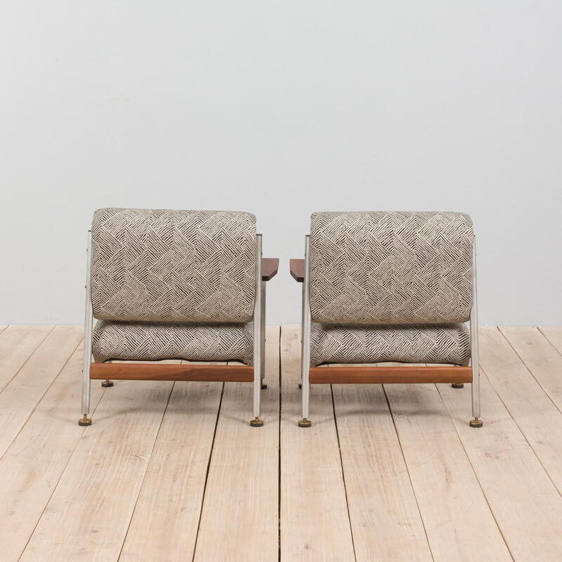 Pareja de sillones vintage de aluminio y tela de Sapporiti, Italia 1970