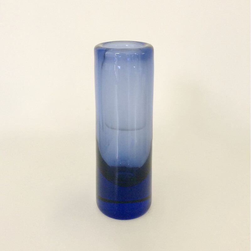 Vase vintage scandinave en verre bleu par Per Lütken pour Holmegaard, Danemark 1950 