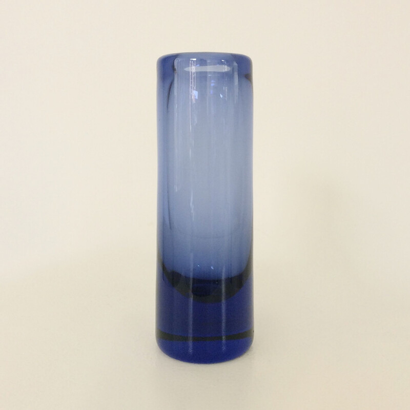 Vase vintage scandinave en verre bleu par Per Lütken pour Holmegaard, Danemark 1950 