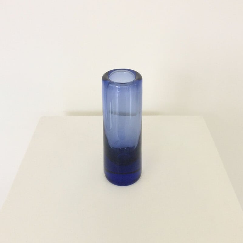 Scandinavian vintage blue glass vase by Per Lütken for Holmegaard, Denmark 1950s