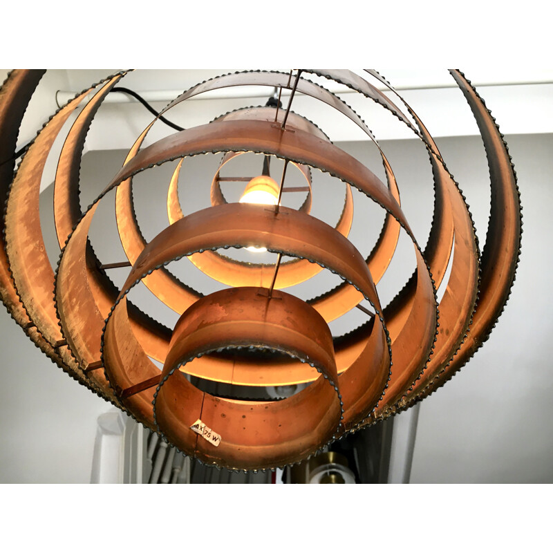 Vintage copper pendant lamp by Svend Aage Holm Sorensen, Denmark 1960