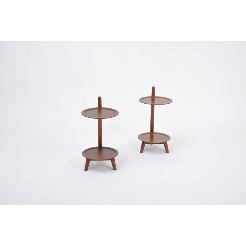 Pair of Danish vintage two tier side tables by Edmund Jørgensen, Denmark 1950s