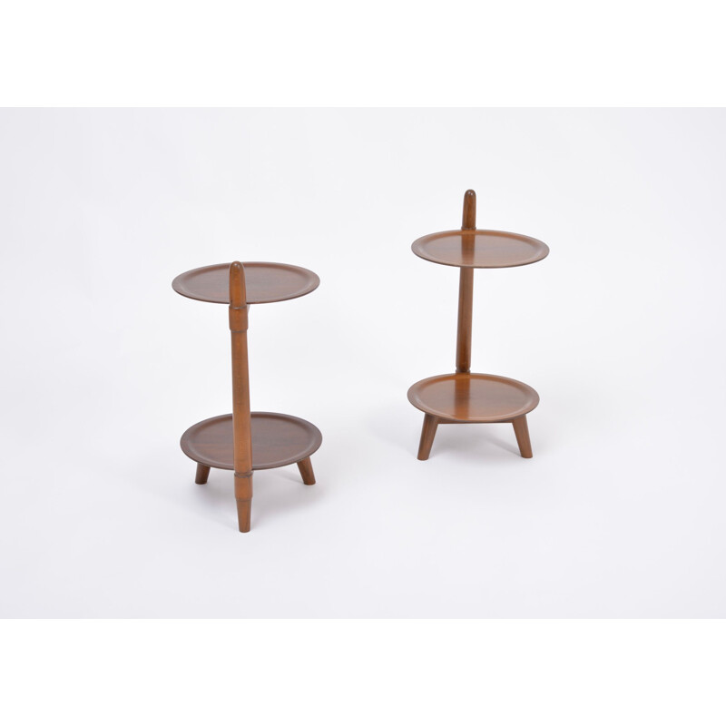 Pair of Danish vintage two tier side tables by Edmund Jørgensen, Denmark 1950s