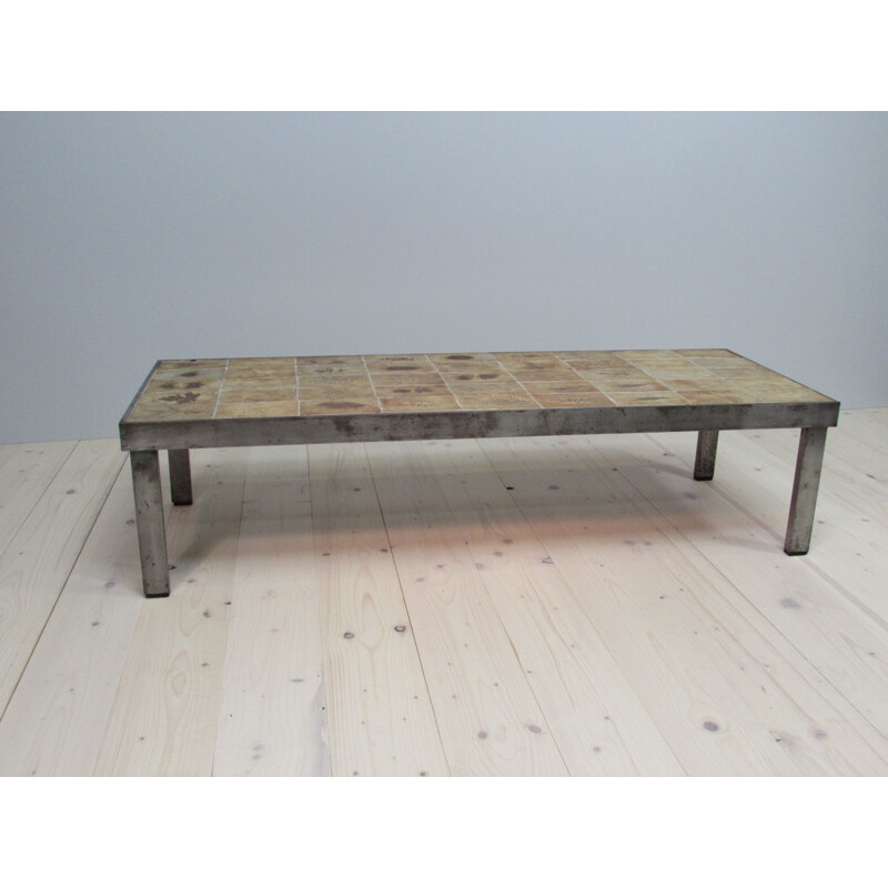 Table basse vintage Garrigue par Roger Capron