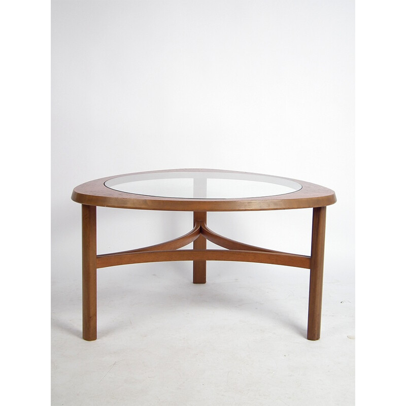 Mid-century coffee table in teak and glass - 1950s