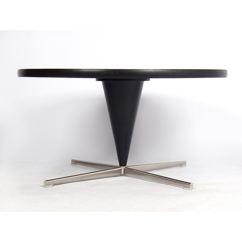 Mid-century "Cone" table in steel and black plastic, Verner PANTON - 1950s