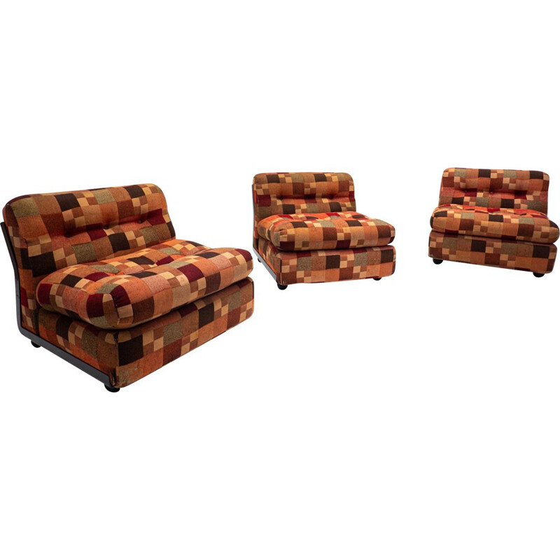 Set of 3 vintage armchairs "Amanta" by Mario Bellini, 1960s